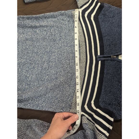 Men's blue 2 tone 1/4 zip knit sweater by Urban Pipeline size Large - Picture 6 of 9